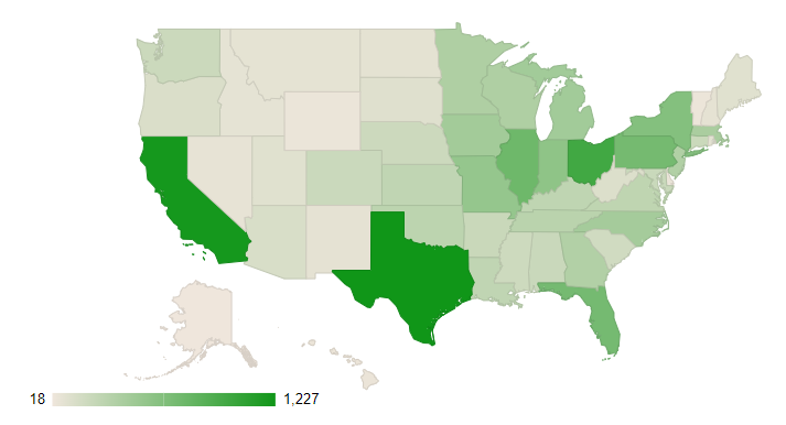 Total Number of Certified Nursing Facilities In USA By State